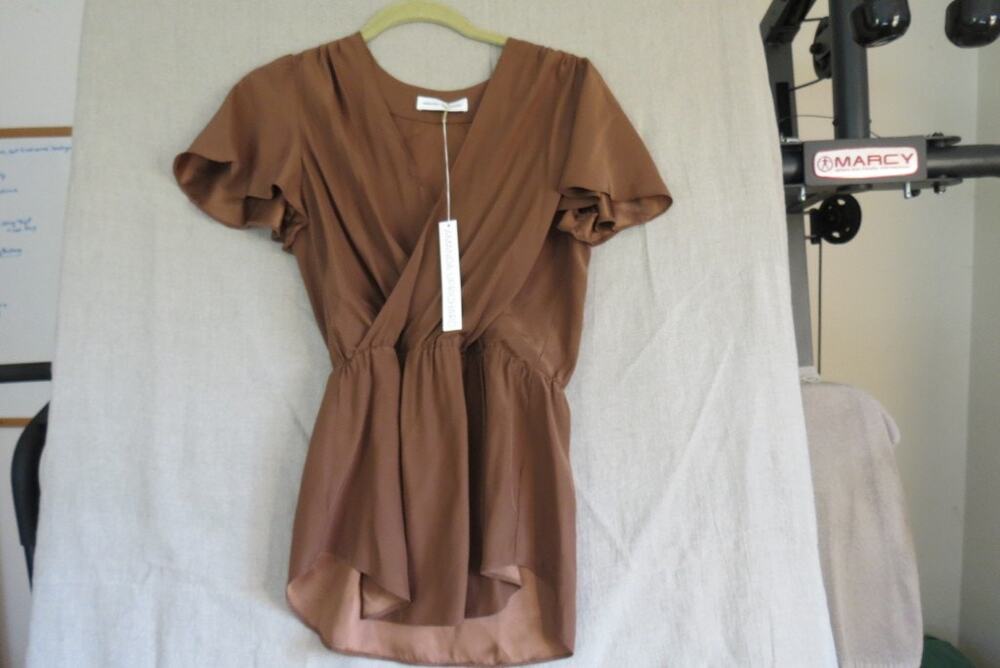 Amanda Uprichard Ella Top in Toffee NWT Size S silk